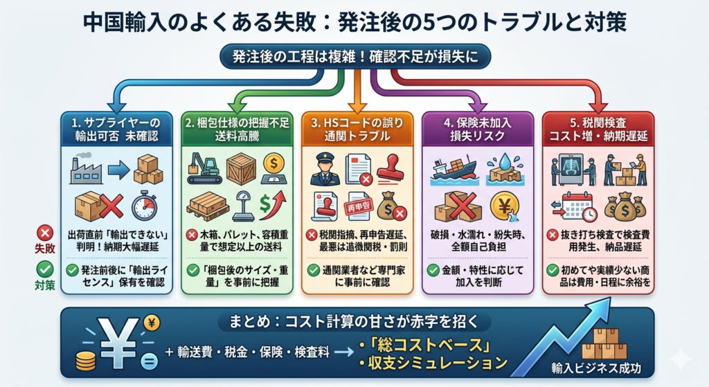 中国輸入の失敗事例｜発注後に起こる5つのトラブルと対策